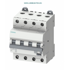 5SU1346-6FP06 Siguranta diferentiala combinata 6A, 30mA, curba B, RCBO 6A tip A, 4 Module, Siemens