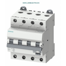 5SU1646-7FP20 Siguranta diferentiala combinata 20A, 300mA, curba C, RCBO 20A tip A, 4 Module, 6KA, Siemens