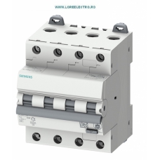 5SU1646-6FP16 Siguranta diferentiala combinata 16A, 300mA, curba B, RCBO 16A tip A, 4 Module, 6KA, Siemens