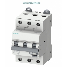 5SU1636-6FP06 Siguranta diferentiala trifazata combinata 6A, 300mA, curba B, RCBO 6A tip A, 3 Module, 6KA, Siemens