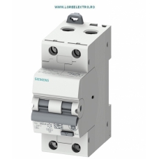 5SU1326-6FP06 Siguranta diferentiala monofazata combinata 6A, 30mA, curba B, RCBO 6A tip A, 2 Module, 6KA, Siemens