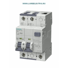 5SU1324-7FA06 Siguranta Diferentiala COMBINATA 6A, 2P, tip A, 30mA, curba C, 10kA, SIEMENS cod 5SU13247FA06