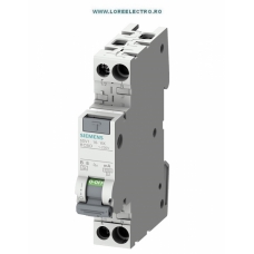 5SV1616-0KK06, Siguranta Diferentiala SIEMENS 6A, 1P+N intr-un Modul, 300mA, curba B, 6kA, tip AC, cod 5SV16160KK06